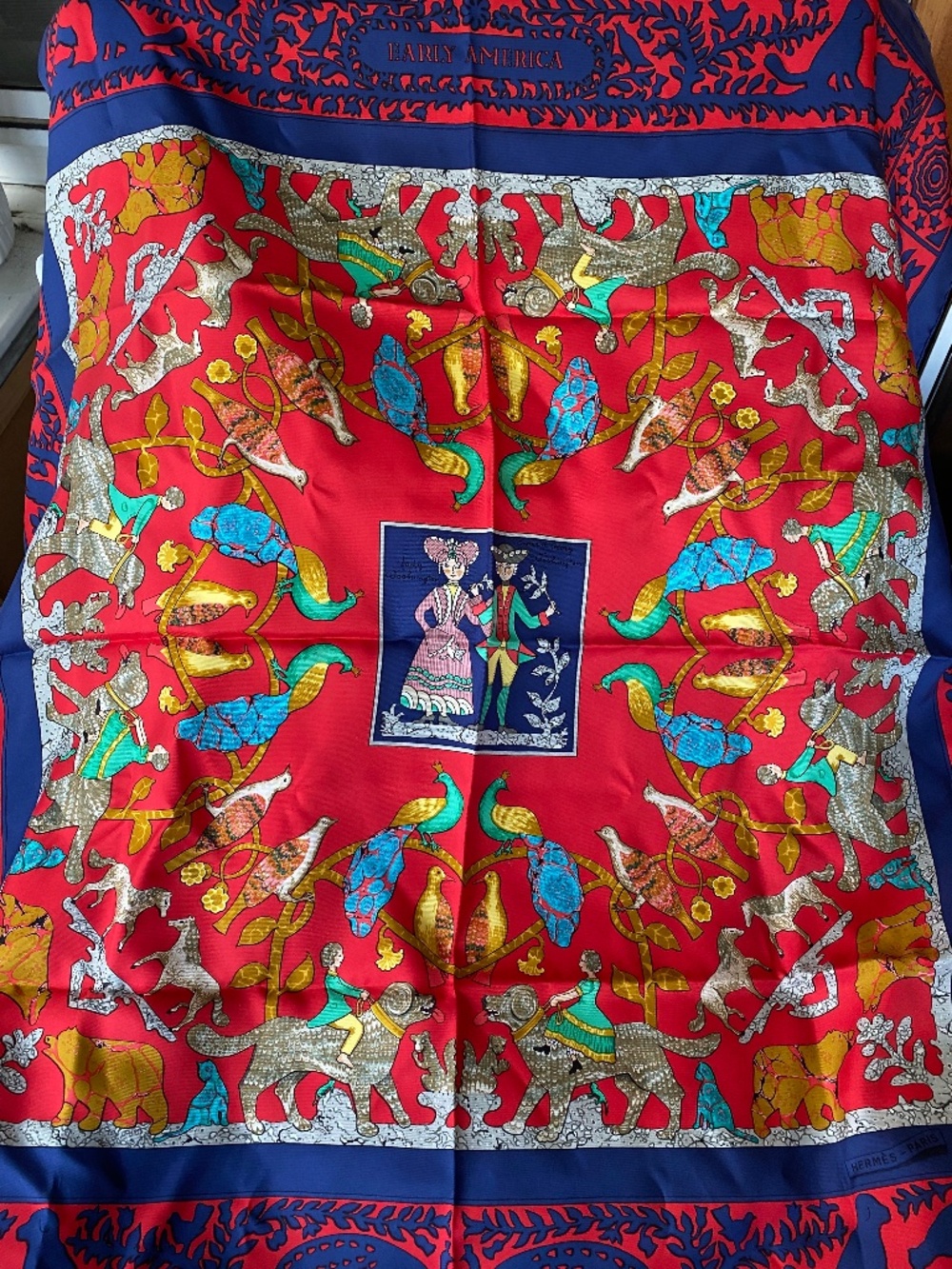 Hermès "Early America" silk scarf